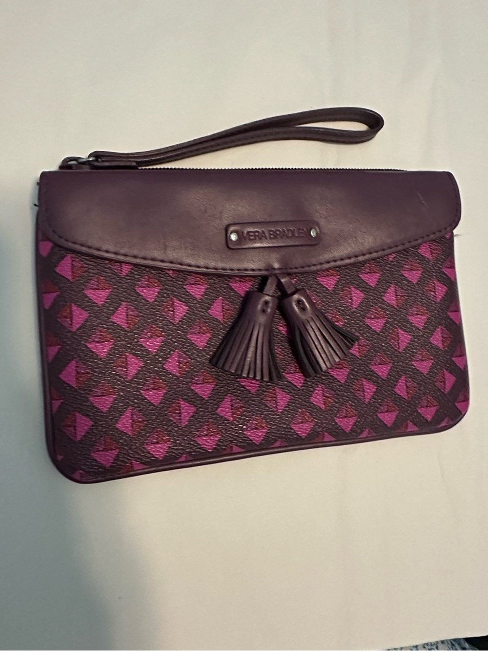 Vera Bradley Plum & Fuchsia Tassel Wristlet Clutch NWOT